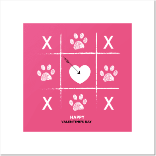 Tic tac toe game with paw prints pink Posters and Art